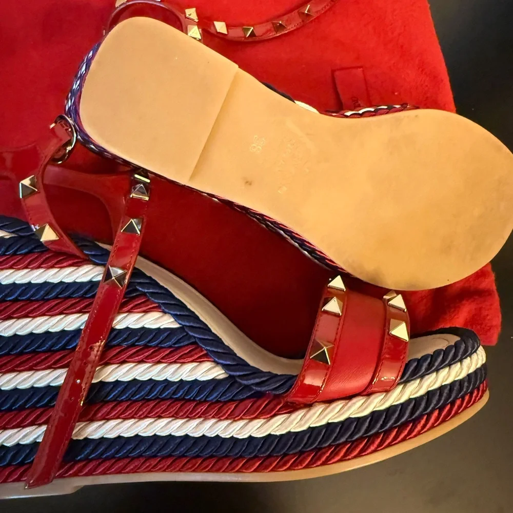 Valentino Red Studded Women's Sandals - Picture 3 of 3